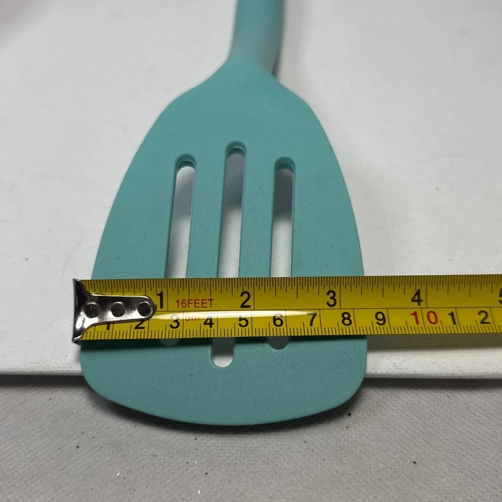 KitchenAid Slotted Turner Spatula Turquoise Teal Silicone Chrome Excellent